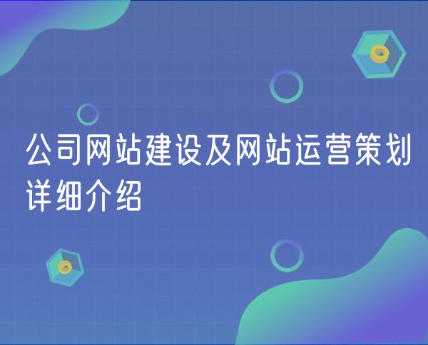 公司网站建设及网站运营策划详细介绍